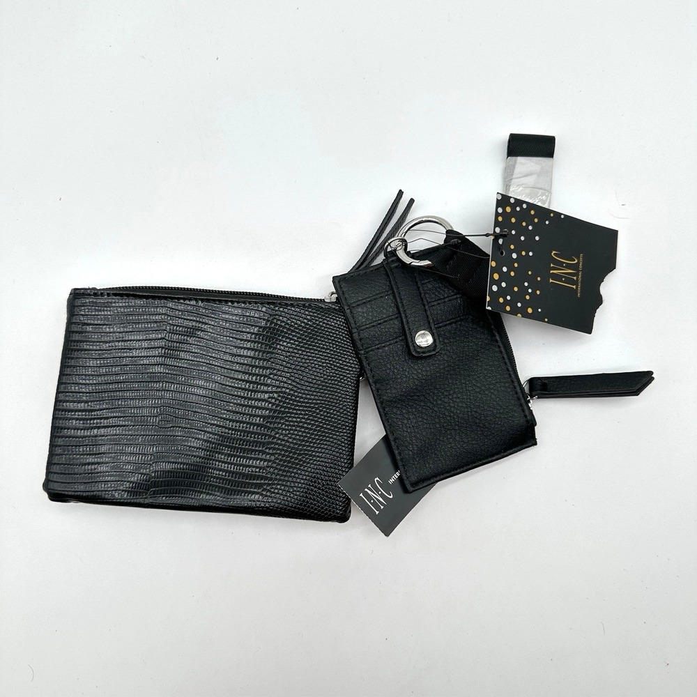 NWT INC International Concepts Phone Wristlet Lanyard Card Case Black‎ Gold